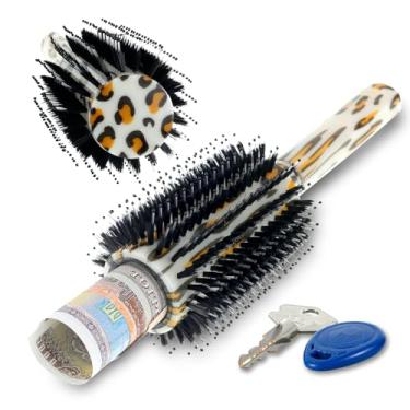 Imagem de LCZNXJJY SAFEEscova de cabelo segura para desvios, escova de cabelo para viagem, pente oculto secreto com tampa removível compartimento oculto para dinheiro, chave, joias comporta 30 folhas de