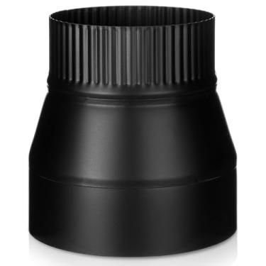 Imagem de Moxweyeni Redutor de tubo de fogão de 15 cm a 12,7 cm redutor de tubo preto fosco adaptador de duto preto para conectar a gripe do fogão à chaminé para ventilação adequada para conversão de chaminé