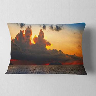 Imagem de Designart Lindo pôr do sol sobre a paisagem das nuvens, sala de estar, sofá, enchimento de almofada + capa de almofada impressa em ambos os lados 30,5 x 50,8 cm