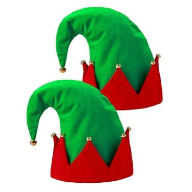 Imagem de Funny World Chapéus de elfo de Natal de feltro para fantasia de elfo verde para adultos, acessórios de festa de Natal, 2 peças, tamanho �nico