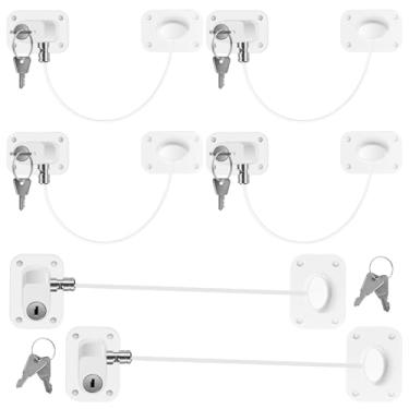 Imagem de ZJMCAJY 10/6 peças de bloqueio de congelador à prova de crianças fechadura de geladeira com chave combo de bloqueio de geladeira autoadesivo seguro para crianças fechadura de geladeira para armários