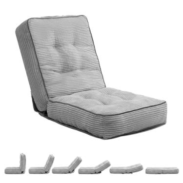 Imagem de HollyHOME Cadeira de chão com suporte para as costas, cadeira de meditação dobrável com encosto ajustável em 5 posições, cadeira de leitura com almofada de chão, sofá confortável para meditação