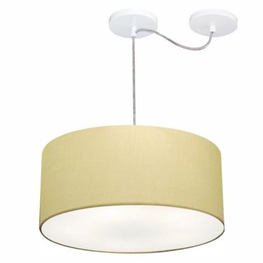 Imagem de Lustre Pendente Cilíndrico Com Desvio De Centro Md-4151 Cúpula Em Tecido 50x25cm Algodão Crú - Bivolt
