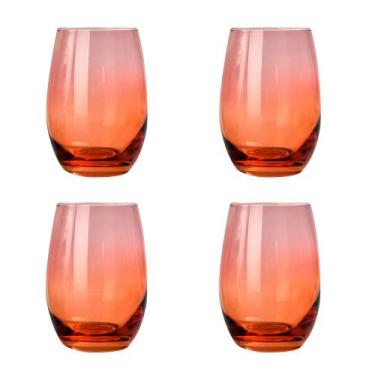 Imagem de Jogo de 4 Copos em Cristal Laranja 510ml - Prime Home Decor