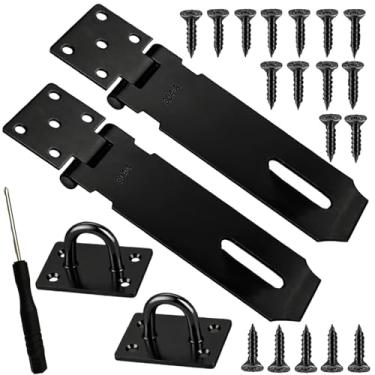 Imagem de Wopanxye Ferrolho de cadeado de porta de 12 cm, pacote com 2 travas de aço inoxidável, trava de segurança resistente com parafusos, para armário, gaiola para animais de estimação, caixa, cerca, janela