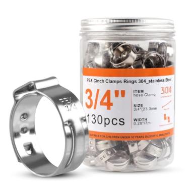 Imagem de Braçadeiras de mangueira de orelha única de aço inoxidável 130 peças de braçadeiras PEX de 3/4 polegadas para conexões de encaixe de tubos Pex (3/4)
