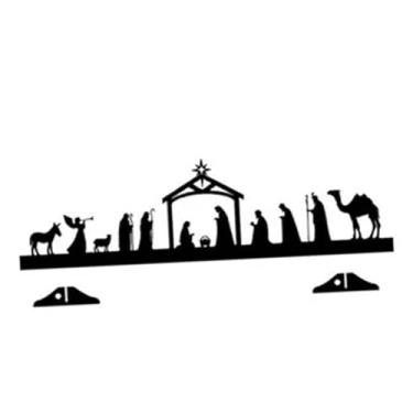 Imagem de IEUDNS Enfeite de manjedoura do Menino Jesus, arte de presépio de Jesus, presente de festival, decoração de presépio para sala de estudo interna de fazenda, M