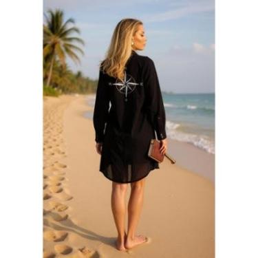 Imagem de Saída De Praia Camisa Longa Camisão Moda Verão Chemise Camisa Alongada-Feminino