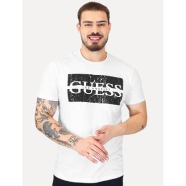 Imagem de Camiseta Guess Masculina Logo Destroyed Block Branca-Masculino