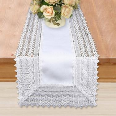Imagem de Trilho de mesa renda guipir branco 40x220cm - poliéster