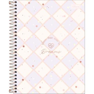 Imagem de Tilibra - Caderno Espiral Capa Dura Colegial 10 Matérias Soho 160 Folhas - Fundo Xadrez Lilas Coraçao