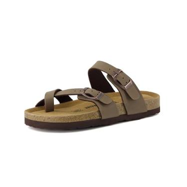 Imagem de Sandália infantil acolchoada Luna JR com palmilha de cortiça + conforto, Nobuck marrom, 5 Big Kid