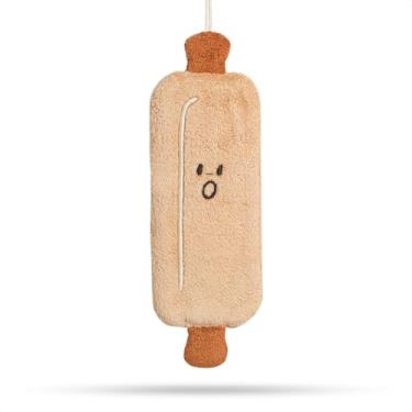 Imagem de Toalhas de mão fofas, toalhas de banheiro com laço para pendurar, toalha de mão absorvente de lã coral de microfibra para cozinha, banheiro, quarto, 15 x 25 cm, forma de rolo de massa