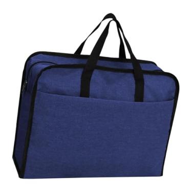 Imagem de Colaxi Pasta de negócios, bolsa para documentos, alça confortável, bolsa leve, organizadora de arquivos para viagens de negócios ao ar livre, Azul Escuro 41x13x32cm