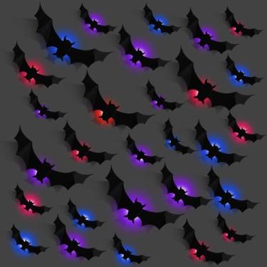 Imagem de Morcegos LED de Halloween Makevivi, 24 peças, decoração de PVC imperme