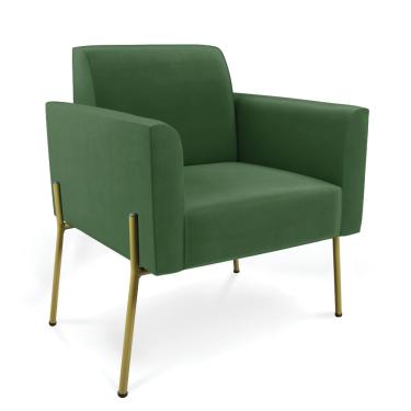 Imagem de Poltrona Pé de Ferro Dourado Decorativa Marisa Suede Verde D03 - D'Rossi