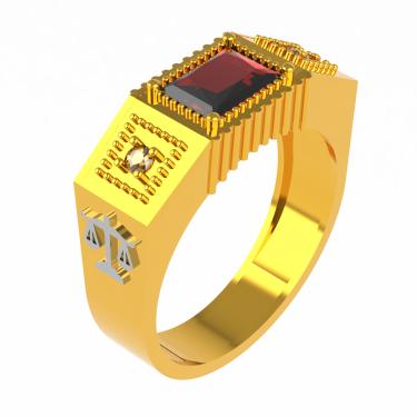 Imagem de Anel formatura direito ouro 18k rubi e diamantes