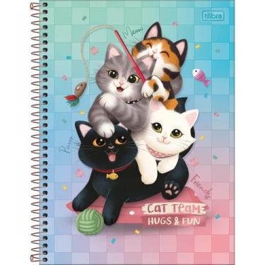 Imagem de Caderno Espiral Capa Dura Universitário 1 Matéria Purrfect Cats 80 Fol