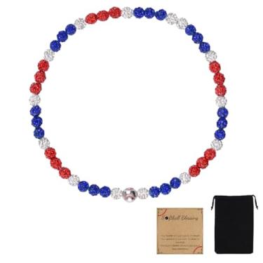 Imagem de HACRAHO Baseball Beaded Necklace, 1 Pcs Bling Rhinestone Baseball Beaded Necklace for Men Baseball Chain Necklaces Gifts for Baseball Player Team Lovers with Diamond and Baseball Encouragement Card