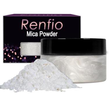 Imagem de Renfio 100g Mica Powder Pigment Natural Fine Powdered Pigments Pearl Shimmer Epoxy Resin Dye for Painting Soap Making Slime Bath Bombs - Diamond White