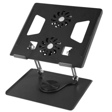 Imagem de Suporte para Notebook com Cooler e Base Giratória 360° Dobrável e Ajustável (Preto), Resfriador de notebook