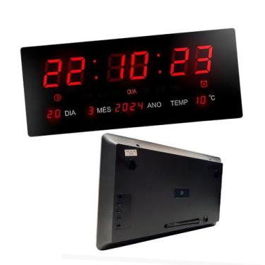 Imagem de Relógio Parede Led Digital Grande 47cm Data Termômetro Firma Academia 