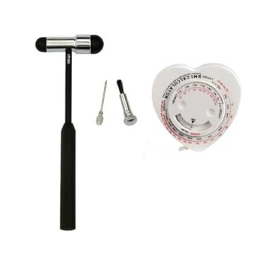 Imagem de Martelinho Para Avaliação Martelo Buck Examinador De Reflexo + Trena Fita Métrica 150 Cm Corporal Enfermagem Retrátil Imc