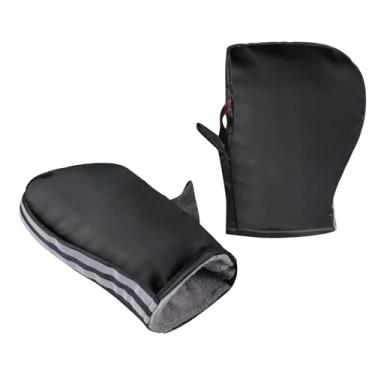 Imagem de 1 par de de guidão de motocicleta, à prova de , à prova d'água, de couro PU, com tiras refletivas, abafadores de mão para quadriciclo, de mão para motocicleta, scooter de neve, para