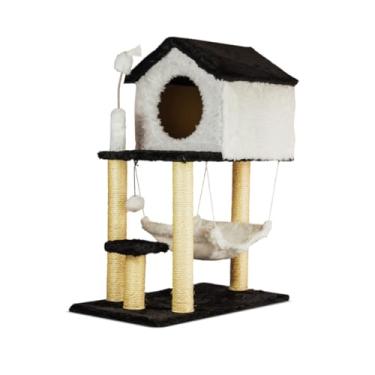 Imagem de Arranhador para Gatos com Casinha, Rede Suspensa e Brinquedos Interativos (Frajola)