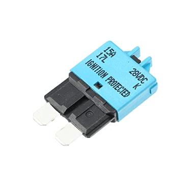 Imagem de Generic 1 peça 15A disjuntor estilo lâmina fusível manual redefinível para carro marinho 28V azul