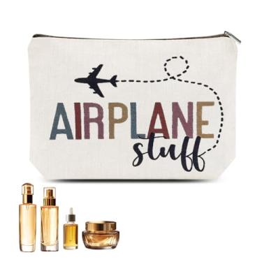 Imagem de Bolsa organizadora de objetos de avião para mulheres e homens, bolsa de maquiagem cosmética com zíper para amantes de viagens, organizador de cosméticos, bolsa com zíper para viajantes, bolsas de