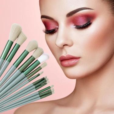 Imagem de Conjunto de pincéis de maquiagem profissionais de 13 peças – Pincéis macios e fofos para base, blush, sombra e contorno