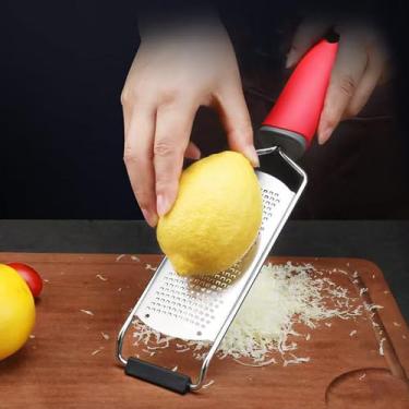 Imagem de Triturador de queijo e vegetais, ralador de aço inoxidável, para queijo parmesão, limão, alho, noz-moscada, chocolate, frutas, legumes