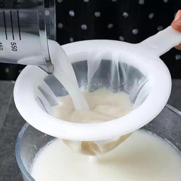 Imagem de Filtro ultrafino, peneira de nylon de grau alimentício, malha fina com alça para café, leite, suco, vinho, triagem, coador, utensílios de cozinha, malha 200