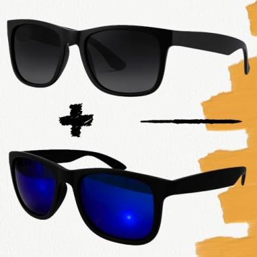 Imagem de Óculos de Sol Estilo Quadradinho Acetato(2 - JUSTIN PRETO + ARCO ÍRIS)