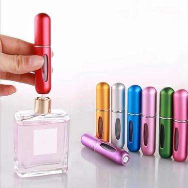 Imagem de Kit 12 Porta Perfume Recarregável Portátil 5ml com Spray Atomizador – Mini Frascos Metálicos de Viagem Bolsa Refil Sortidos