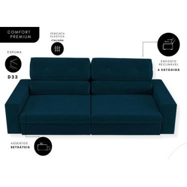 Imagem de Sofá Hera Retrátil e Reclinável 4 Lugares Suede 230cm - CIALAR MÓVEIS,