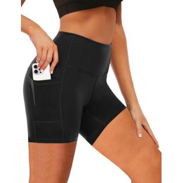 Imagem de Shorts de banho Buauty de cintura alta com bolsos UPF50+ pretos XL