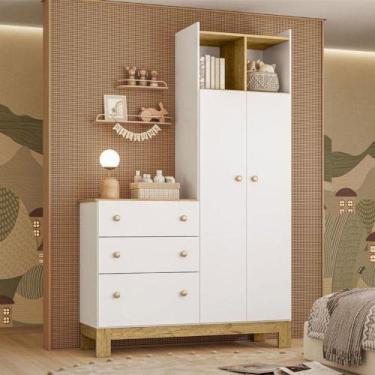 Imagem de Guarda Roupa Infantiil Com Cômoda Ambiente Q Encanto Slim 4970 Branco 