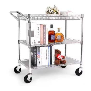 Imagem de Carrinho Chá Café Aço Multiuso C/3 Prateleiras Rodas