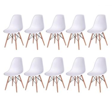 Imagem de Conjunto com 10 Cadeiras Eames Pp Branca base em Madeira
