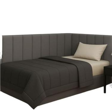 Imagem de Conjunto de cabeceira estofada em formato de L, adequado para camas de solteiro, casal, king e queen(CINZA ESCURO,17 CABECEIRAS)