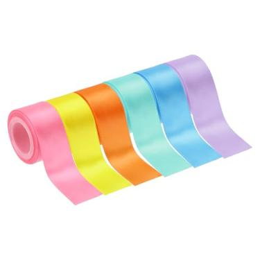 Imagem de PATIKIL 2,5 cm x 30 metros fita de cetim sólida, 6 peças de rolo de fita de tecido de poliéster face única para embrulho de presente, casamento, aniversário, buquê de cabelo, decoração faça você mesmo