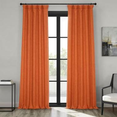Imagem de HPD Half Price Drapes Cortinas texturizadas de linho sintético para quarto de 213 cm de comprimento (1 painel), 127 cm L x 213 cm C Cortinas para sala de estar, decoração de casa, laranja deserto