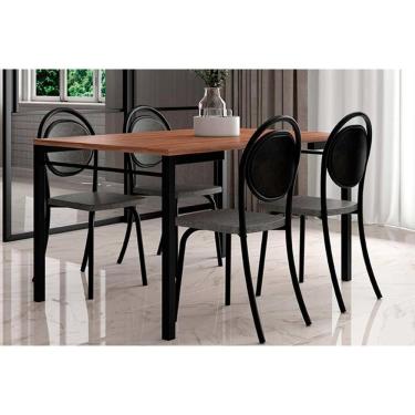 Imagem de Cadeira Sala De Jantar 1738 Kit 6 Uni Preto- Courano Preto - Carraro