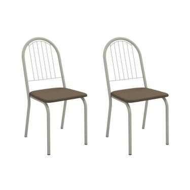 Imagem de Kit 2 Cadeiras De Cozinha Noruega 2c077nk Aço 2 Un Niquel-suede Cappuccino - Kappesberg