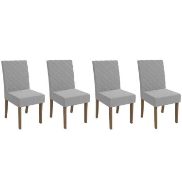 Imagem de Cadeira Sala De Jantar 2cad133ng Kit 4 Un Nogueira-linho Cinza A056 - Kappesberg