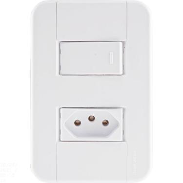 Imagem de Conjunto 4x2 Com 1 Interruptor Simples 10 A 250 V E 1 Tomada 2p+t 20 A 250 V Tablet Branc