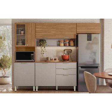 Imagem de Cozinha Completa Alba 4 Peças (2aéreos+1balcão+1paneleiro) C4p227 Amendola-nude Prime Tx - Demóbile