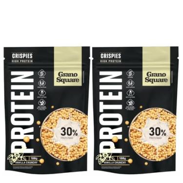 Imagem de kit 2 Crispies Vanilla Crunchy Protein Vegano s/Glúten, s/Açúcar e Muita Proteína 180g | Grano Square